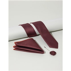 Turuncu 3'lü Kravat Mendil Set