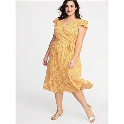 Tie-Belt Wrap-Front Plus-Size Maxi Dress