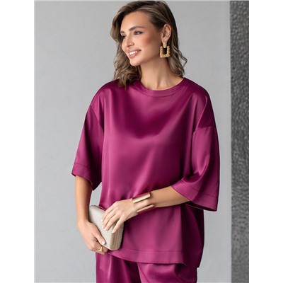 Блузка свободная из струящегося плотного сатина