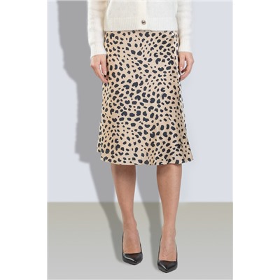 Falda midi de seda Miel y negro