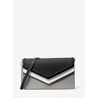 MICHAEL MICHAEL KORS Jet Set Large Color-Block Saffiano Leather Envelope Crossbody Bag