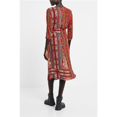 Vestido viscosa estampado étnico