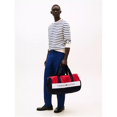 Tommy Logo Colorblock Canvas Duffle Bag