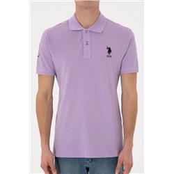 Erkek Slim Fit Polo Yaka Lila Basic Tişört