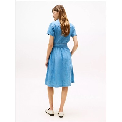 Belted Chambray Midi Shirtdress