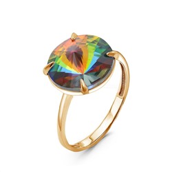 Кольцо из золочёного серебра с кристаллом Swarovski 925 пробы кл-002з-001VM