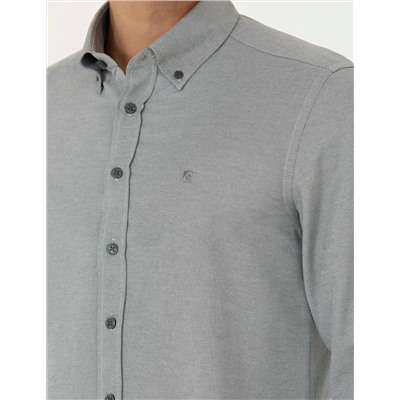 Haki Slim Fit Uzun Kollu Gömlek