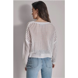 OPEN STITCH POINTELLE SWEATER