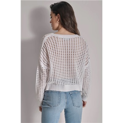 OPEN STITCH POINTELLE SWEATER