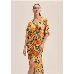 Vestido fruncido estampado -  Mujer | MANGO OUTLET España