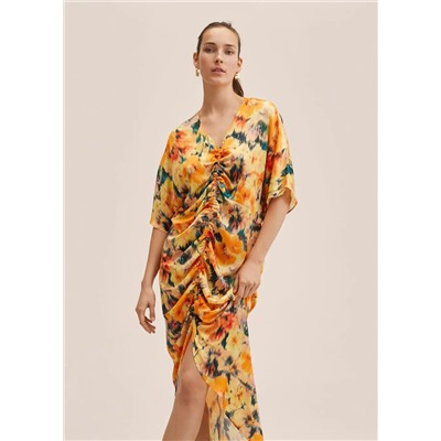 Vestido fruncido estampado -  Mujer | MANGO OUTLET España