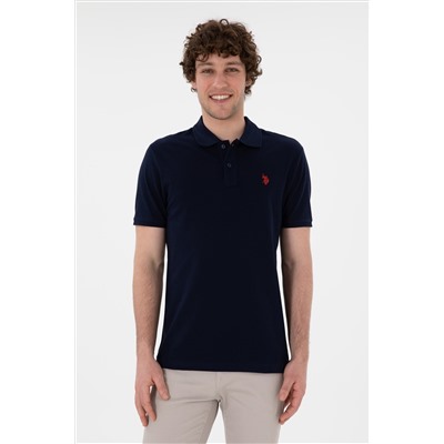 Erkek Slim Fit Polo Yaka Lacivert Basic Tişört