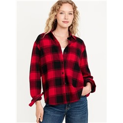 Flannel Boyfriend Button-Down Shirt