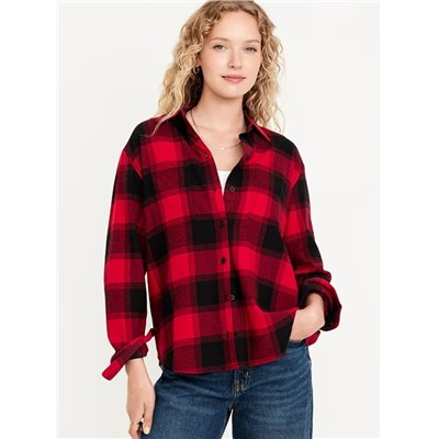 Flannel Boyfriend Button-Down Shirt