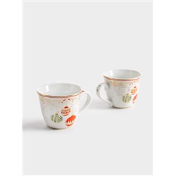 Пара кофейная, 2 перс, 4 пр, 80 мл, фарфор P, белая, Новогодние шары, Christmas Eve