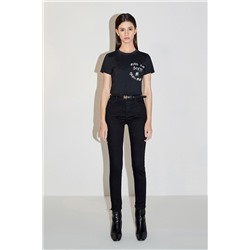 Vaquero skinny push-up de tiro alto Negro