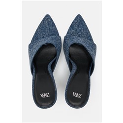 DENIM SANDALS WITH POINTED TOE