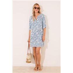 Camisola corta viscosa flores azul