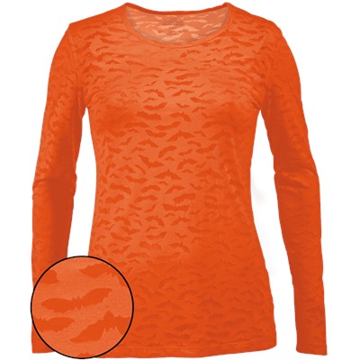 Cherokee Scrubs Halloween Bats Long Sleeve Tee