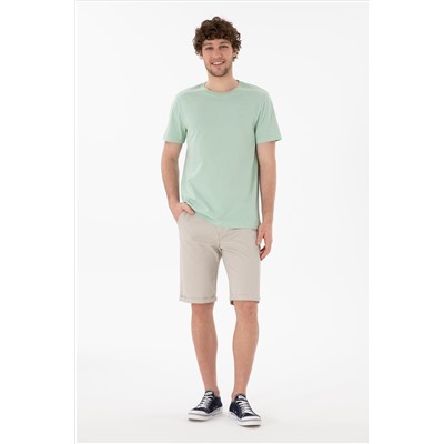Erkek Regular Fit Bisiklet Yaka Su Yeşili Basic Tişört