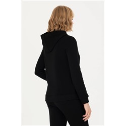 Kadın Siyah Kapüşonlu Basic Sweatshirt