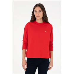 Kadın Kırmızı Bisiklet Yaka Sweatshirt