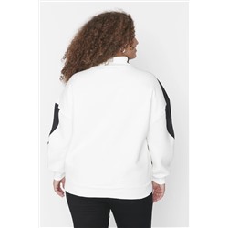 Ekru Baskılı Kalın Şardonlu Örme Sweatshirt TBBAW23AO00076