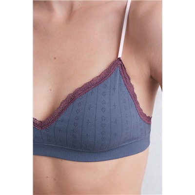 Sujetador seamless pointelle azul