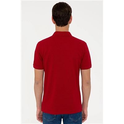 Erkek Bordo Basic Polo Yaka Tişört