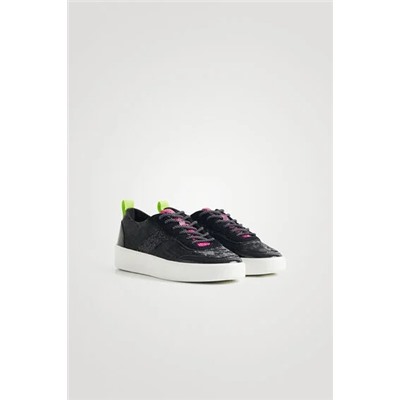 Sneakers piel sintética camuflaje glitter