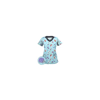 Happy Scrubs® Fall Friends Angel Blue Print Scrub Top