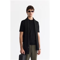 Avva, Erkek Siyah Bisiklet Yaka Jakarlı Rayon Triko T-shirt A42y5008