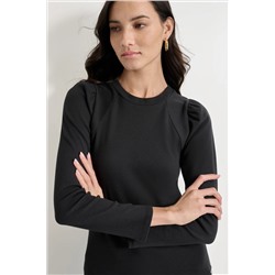 PUFF SLEEVE CREW NECK TOP