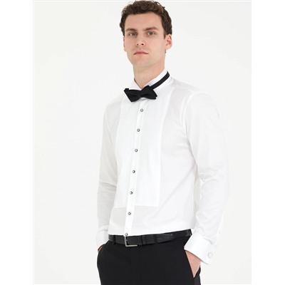 Beyaz Slim Fit Smokin Gömlek