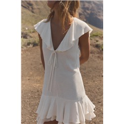 SHORT RUFFLED DRESS WITH TIE