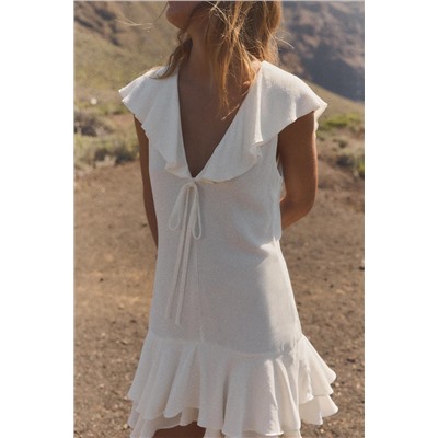 SHORT RUFFLED DRESS WITH TIE