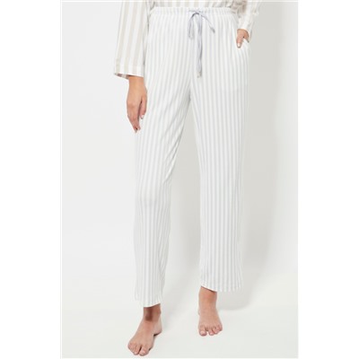 Pantalón recto de pijama de terciopelo cintura alta - Blanco