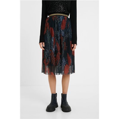 Falda midi plisada floral