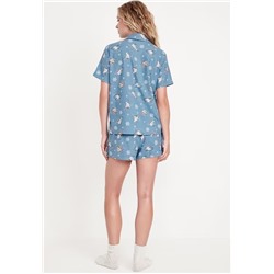 Flannel Pajama Short Set for Women