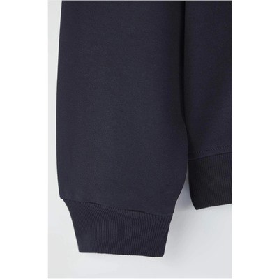 Lacivert Yakası Fermuarlı Regular Boy Büyük Beden Sweatshirt TBBAW26AO00019