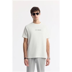 Avva, Erkek Beyaz Bisiklet Yaka Baskılı T-shirt A41y1168