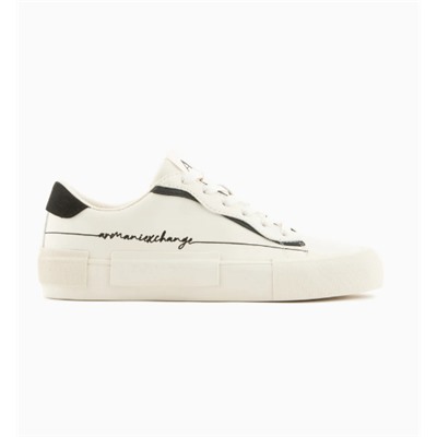 Eco-leather sneakers with microsuede details