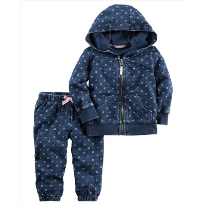 2-Piece Indigo Jacket & Pant Set