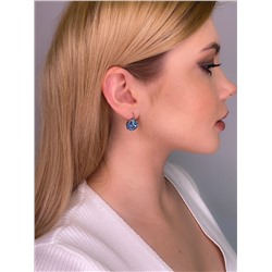 Серьги из серебра с голубыми кристаллами Swarovski родированные 925 пробы 0042с-202