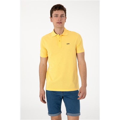 Erkek Regular Fit Polo Yaka Sarı Basic Tişört