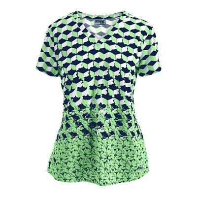 Grey's Anatomy Scrubs Classic Fit Illusion Print Top
