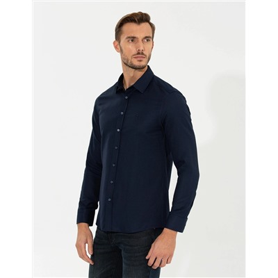 Lacivert Slim Fit Oxford Gömlek
