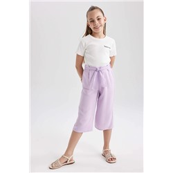Kız Çocuk Culotte Geniş Paça Viskon Pantolon
