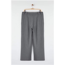 Gri Lastik Belli Wide Leg Büyük Beden Dokuma Pantolon TBBAW26AR00019