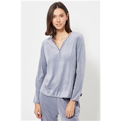 Camiseta de pijama de terciopelo - Azul claro